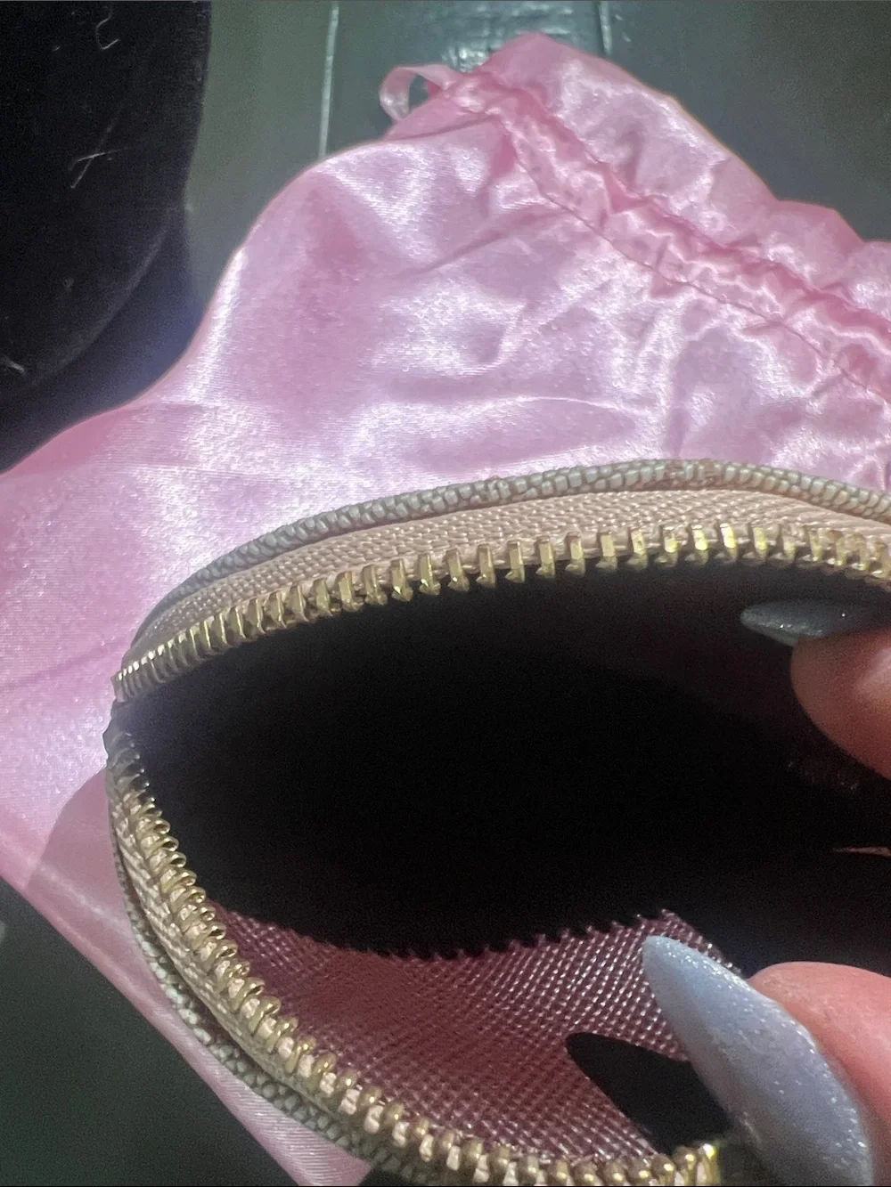 Louis Vuitton Blush Monogram Round Coin Case with Gold Accents